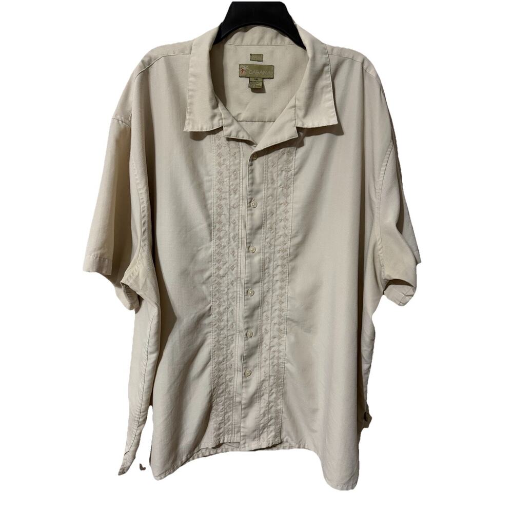 Cabana Sueded Men's Short Sleeve Shirt‎ Button Up Sz 4XL Embroidered Tan